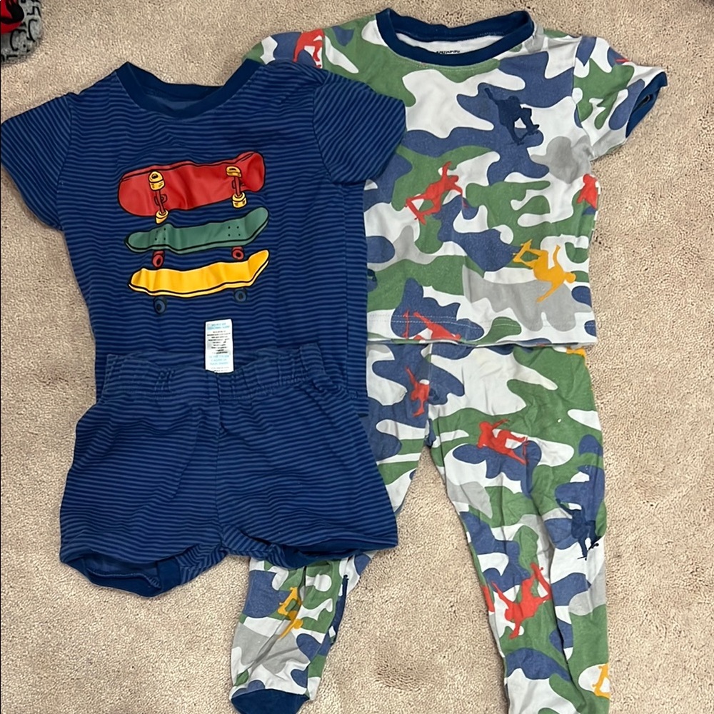 Blue and Red Pajama Sets with Graphic Design